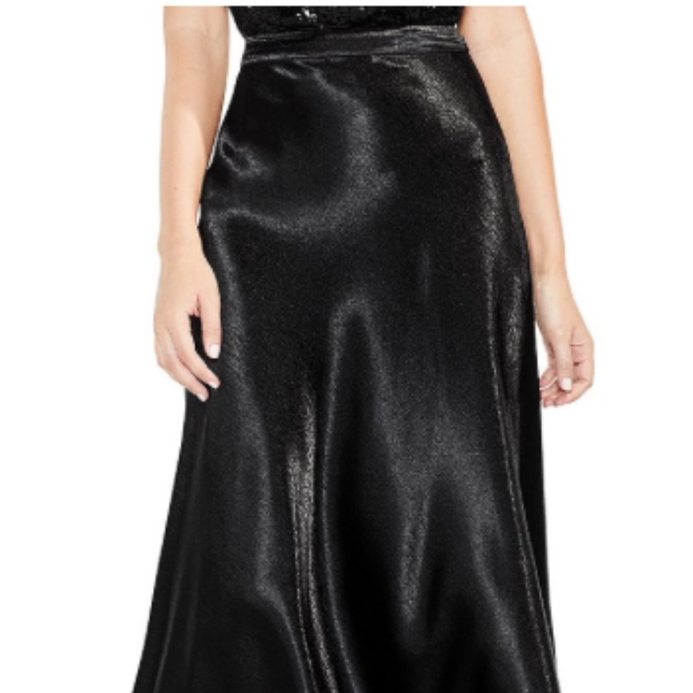 long black skirt in a subtle metallic